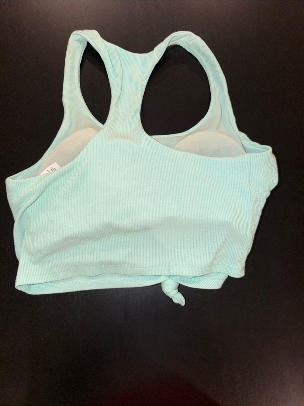 JoyLab Mint Ribbed Racerback Knot-Front Crop Tank - Picture 3 of 3